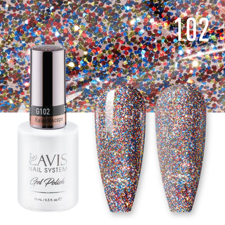  Lavis Gel Nail Polish Duo - 102 Red, Glitter Colors - Kaleidoscope by LAVIS NAILS sold by DTK Nail Supply