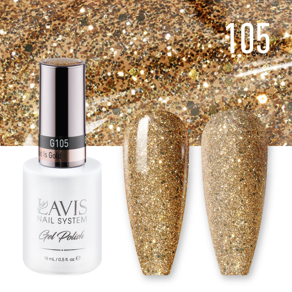  Lavis Gel Nail Polish Duo - 105 All That Is Gold by LAVIS NAILS sold by DTK Nail Supply