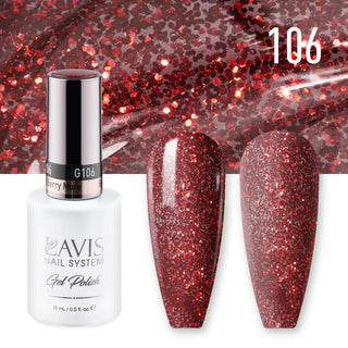  Lavis Gel Nail Polish Duo - 106 Red Glitter Colors - Berry More by LAVIS NAILS sold by DTK Nail Supply
