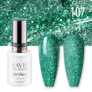  Lavis Gel Nail Polish Duo - 107 Green, Glitter Colors - Wild Night by LAVIS NAILS sold by DTK Nail Supply
