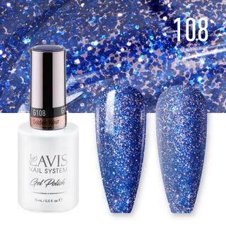  Lavis Gel Polish 108 - Blue Glitter Colors - Golden Hour by LAVIS NAILS sold by DTK Nail Supply