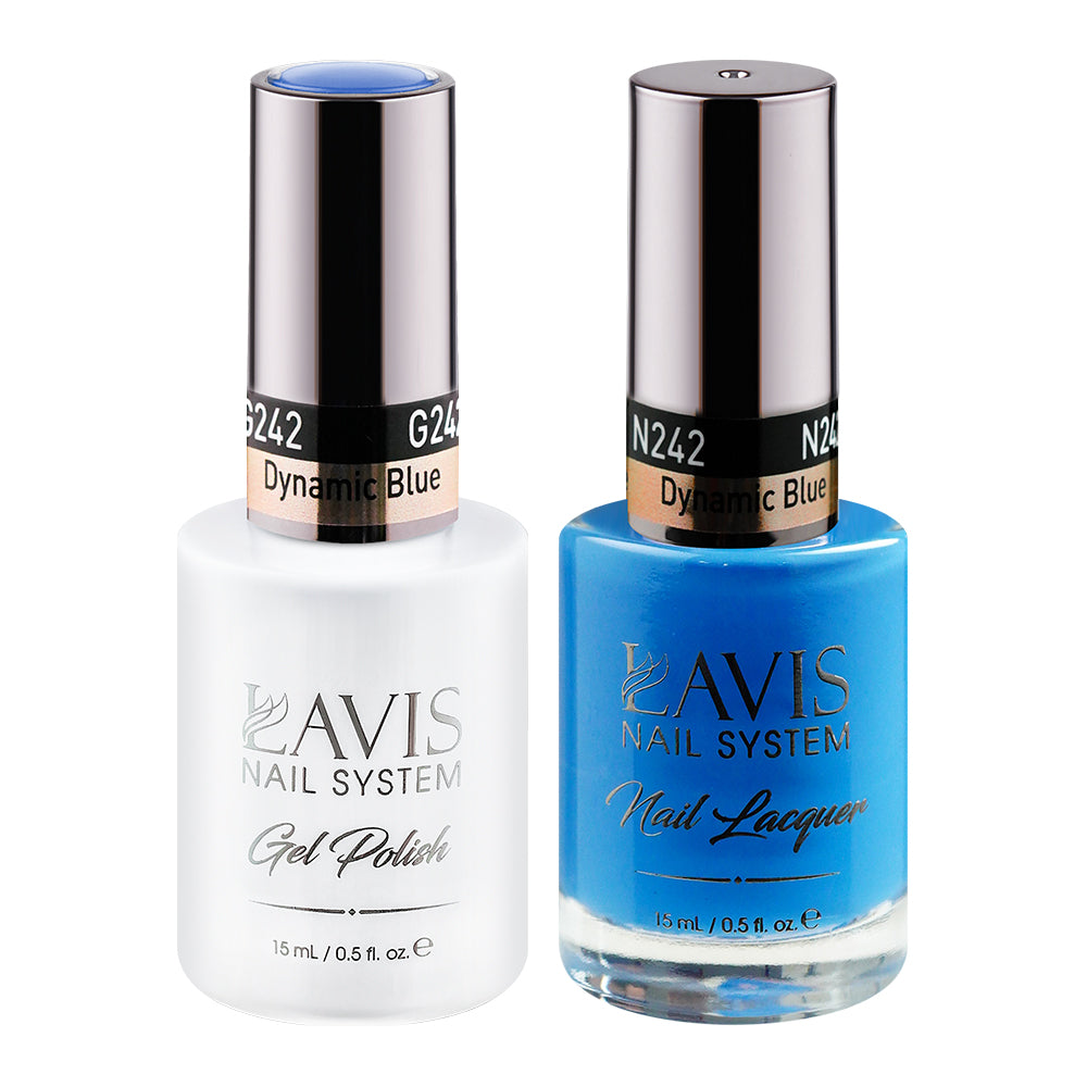 Lavis Gel Nail Polish Duo - 242 (Ver 2) Blue Colors - Dynamic Blue by LAVIS NAILS sold by DTK Nail Supply