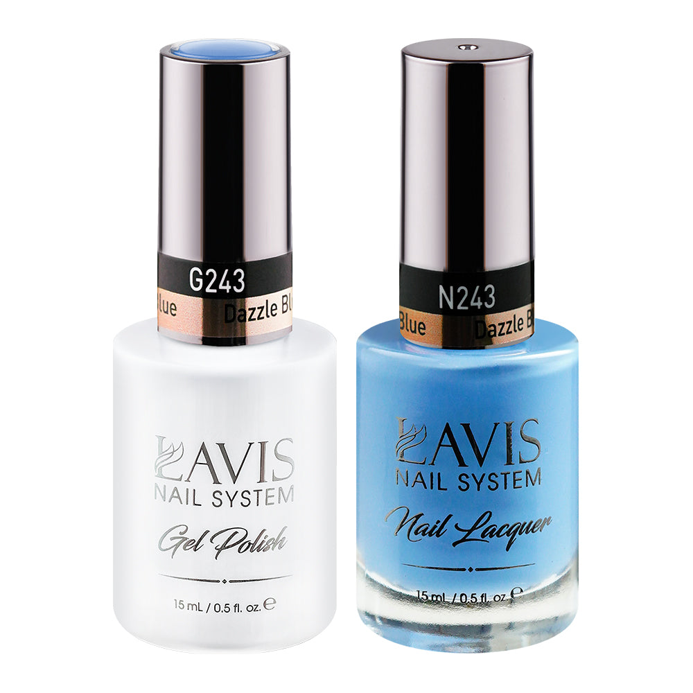 Lavis Gel Nail Polish Duo - 243 (Ver 2) Blue Colors - Dazzle Blue by LAVIS NAILS sold by DTK Nail Supply