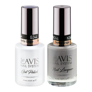 Lavis Gel Nail Polish Duo - 244 (Ver 2) Gray Colors - Gentle Grape by LAVIS NAILS sold by DTK Nail Supply