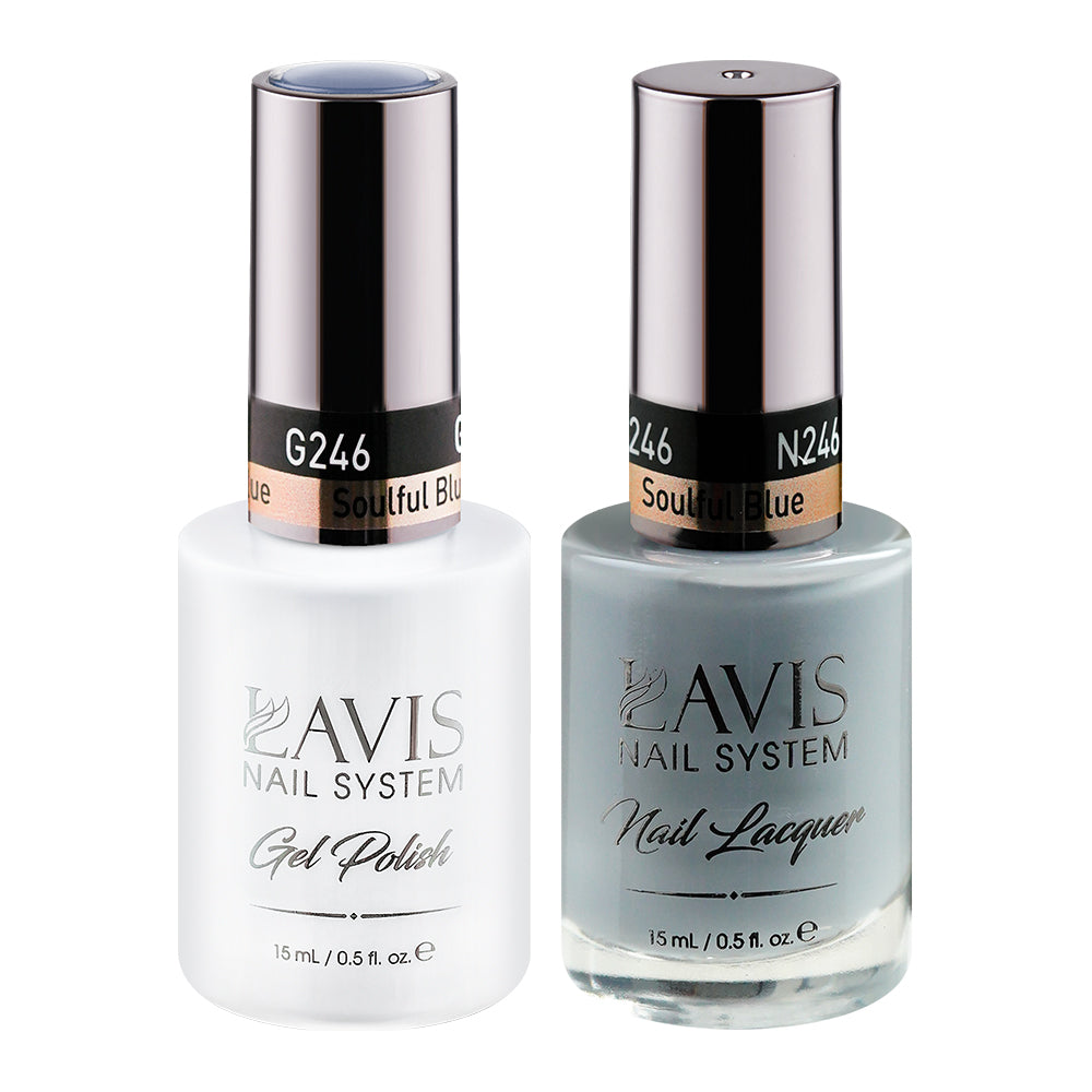 Lavis Gel Nail Polish Duo - 246 (Ver 2) Blue Colors - Soulful Blue by LAVIS NAILS sold by DTK Nail Supply