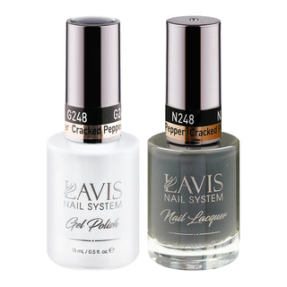 Lavis Gel Nail Polish Duo - 248 (Ver 2) Gray Colors - Cracked Pepper by LAVIS NAILS sold by DTK Nail Supply