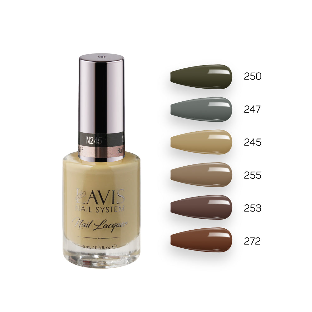 Lavis Nail Lacquer Fall Set N1 (6 colors): 250; 247; 245; 255; 253; 272 by LAVIS NAILS sold by DTK Nail Supply