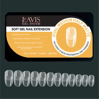  LAVIS - Oval Medium Half Matte Nail Tips (Full Cover) by LAVIS NAILS TOOL sold by DTK Nail Supply