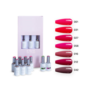  Lavis Holiday Collection: 7 Gel Polishes, 1 Base Gel, 1 Top Gel - WINE OBSESSION - 061; 031; 027; 058; 016; 012; 042 + BT by LAVIS NAILS sold by DTK Nail Supply