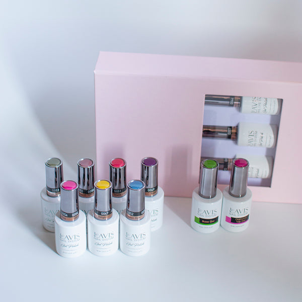  Lavis Holiday Collection: 7 Gel Polishes, 1 Base Gel, 1 Top Gel - PASSION IN PARIS - 054; 047; 052; 053; 050; 051; 049 + BT by LAVIS NAILS sold by DTK Nail Supply