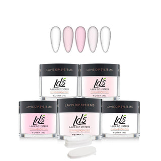  LDS Pink & White Kit 5: Clear, Base, French White, Natural Pink, Dark Pink, 1 French Dip Molding by LDS sold by DTK Nail Supply