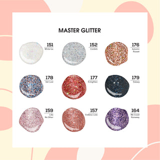  MASTER GLITTER - LDS Holiday Healthy Nail Lacquer Collection: 151; 152; 157; 159; 164; 176; 177; 178; 179 by LDS sold by DTK Nail Supply