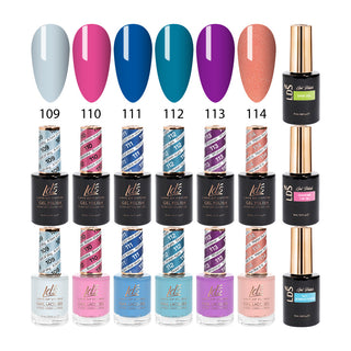  LDS Healthy Gel & Matching Lacquer Starter Kit: 109,110,111,112,113,114,Base,Top & Strengthener by LDS sold by DTK Nail Supply