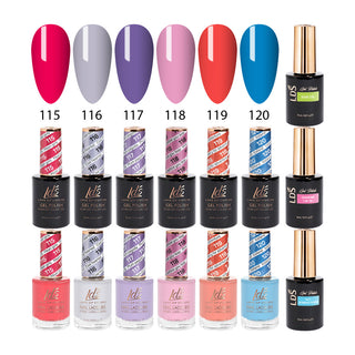  LDS Healthy Gel & Matching Lacquer Starter Kit: 115, 116, 117, 118, 119, 120, Base,Top & Strengthener by LDS sold by DTK Nail Supply