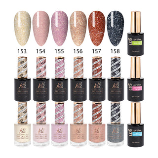  LDS Healthy Gel & Matching Lacquer Starter Kit: 153, 154, 155, 156, 157, 158, Base,Top & Strengthener by LDS sold by DTK Nail Supply