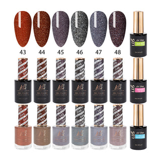  LDS Healthy Gel & Matching Lacquer Starter Kit: 043, 044, 045, 046, 047, 048, Base,Top & Strengthener by LDS sold by DTK Nail Supply