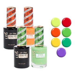  LDS Healthy Gel & Lacquer Neon Collection: 099, 100, 101, 102, 103, 104, 105 by LDS sold by DTK Nail Supply