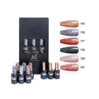  LDS Holiday Collection: 6 Healthy Gel Polishes, 1 Base Gel, 1 Top Gel, 1 Strengthener - MASTER GLITTER -  157; 159; 176; 177; 178; 179 by LDS sold by DTK Nail Supply