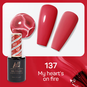 LDS Gel Nail Polish Duo - 137 Red Colors - My Heart's On Fire by LDS sold by DTK Nail Supply