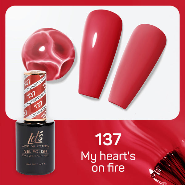 LDS Gel Nail Polish Duo - 137 Red Colors - My Heart's On Fire by LDS sold by DTK Nail Supply