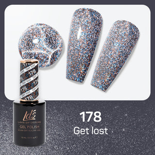  LDS Gel Nail Polish Duo - 178 Black, Glitter Colors - Get Lost by LDS sold by DTK Nail Supply