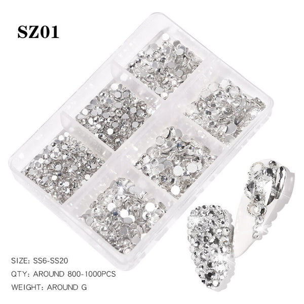  Mixed Size Flatback Diamond Glass Rhinestones SZ01 - Clear by OTHER sold by DTK Nail Supply