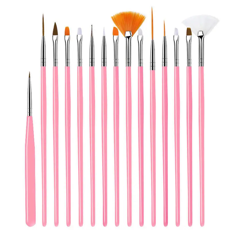  Professional Salon Nail Set 15 pcs - Pink by Nail Art Brush sold by DTK Nail Supply