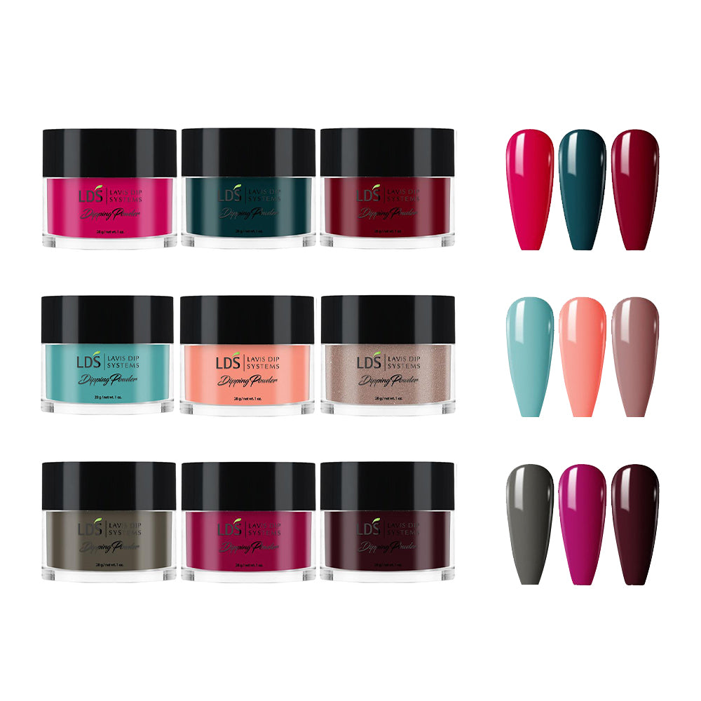  WINTER MOOD - LDS Holiday Dipping Powder Collection (1oz) : 007, 029, 030, 031, 032, 033, 094, 121, 122 by LDS sold by DTK Nail Supply