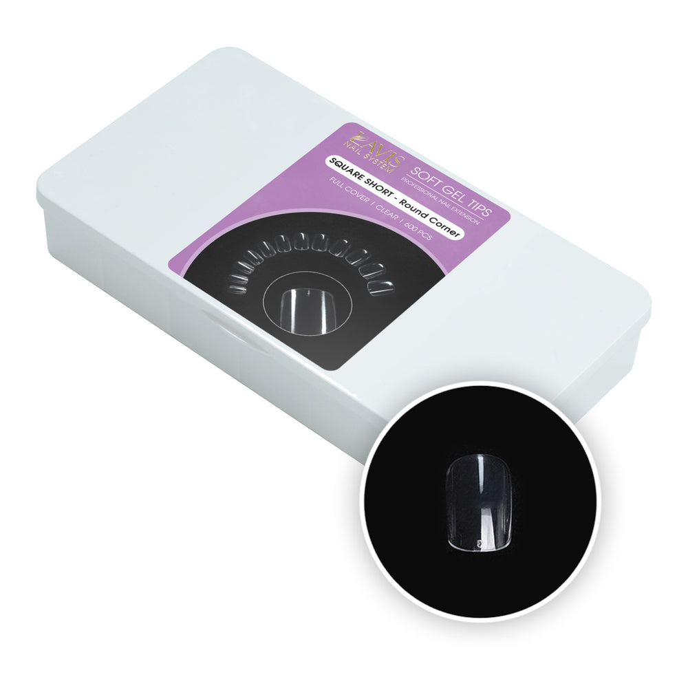 LAVIS - Square Short Round Corner Nail Tips (Full Cover) by LAVIS NAILS TOOL sold by DTK Nail Supply