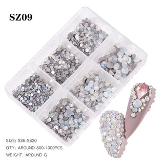  Mixed Size Flatback Diamond Opal White Rhinestones Glass Gemstone Kit SZ09 by OTHER sold by DTK Nail Supply