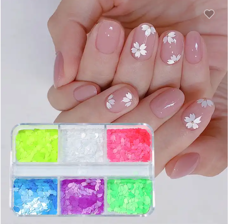  6 Grids Flower Flakes Charms #03 Neon by OTHER sold by DTK Nail Supply