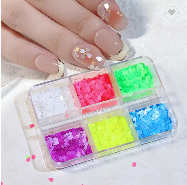  6 Grids Flower Flakes Charms #03 Neon by OTHER sold by DTK Nail Supply