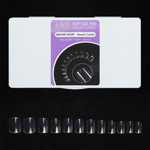LAVIS - Square Short Round Corner Nail Tips (Full Cover) by LAVIS NAILS TOOL sold by DTK Nail Supply
