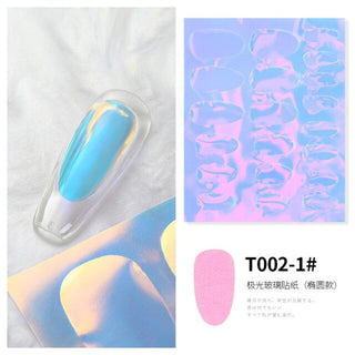  2021 New Aurora Ice Cube Cellophane Large Colorful Transfer Paper Laser Sparkling Candy Paper DIY Nail Art Decoration Sticker - T002-1# by OTHER sold by DTK Nail Supply