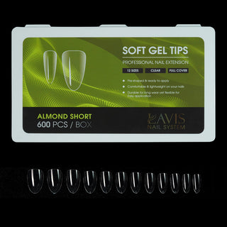 LAVIS Almond Short - 12 Sizes Clear - Soft Gel Tips