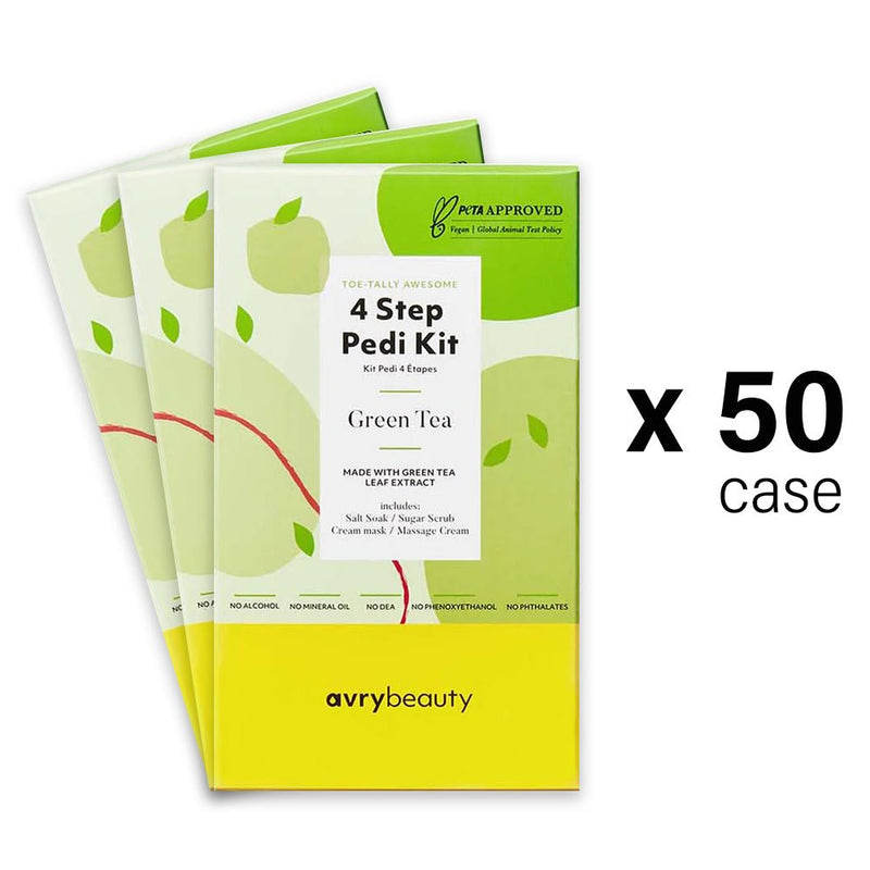 AVRY BEAUTY - 4 Steps Pedi Kit Box of 50 - Green Tea - DTK Nail Supply