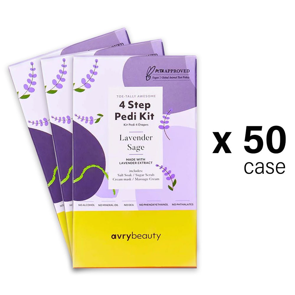 AVRY BEAUTY - 4 Steps Pedi Kit Box of 50 - Lavender Sage - DTK Nail Supply