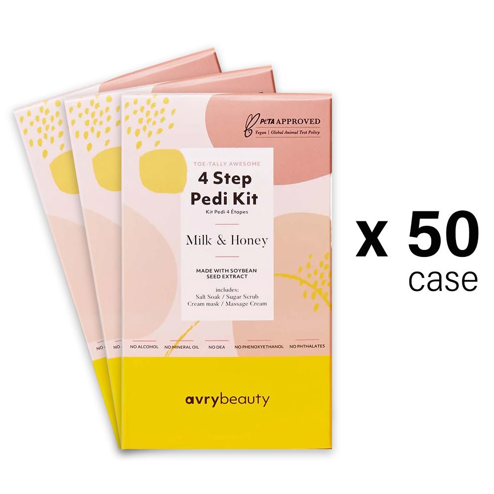 AVRY BEAUTY - 4 Steps Pedi Kit Box of 50 - Milk & Honey - DTK Nail Supply
