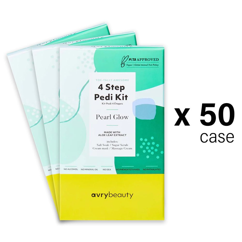 AVRY BEAUTY - 4 Steps Pedi Kit Box of 50 - Pearl Glow - DTK Nail Supply