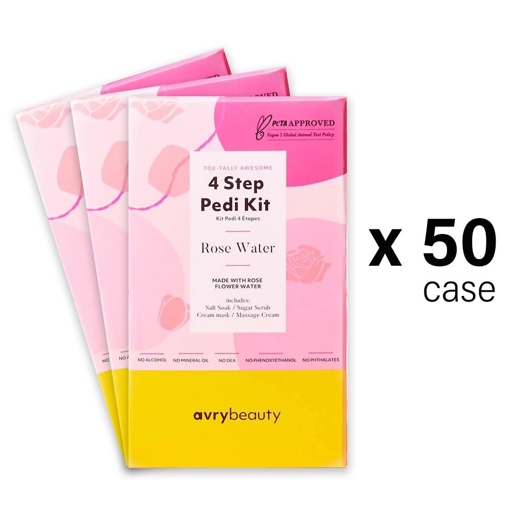 AVRY BEAUTY - 4 Steps Pedi Kit Box of 50 - Rose Water - DTK Nail Supply