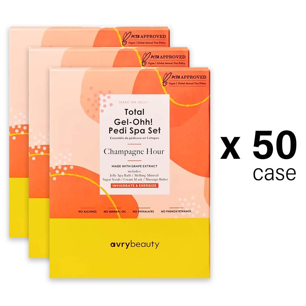 AVRY BEAUTY - 5 Steps Pedicure Kit Total Gel Ohh! Box of 50 - Champagne Hour - DTK Nail Supply
