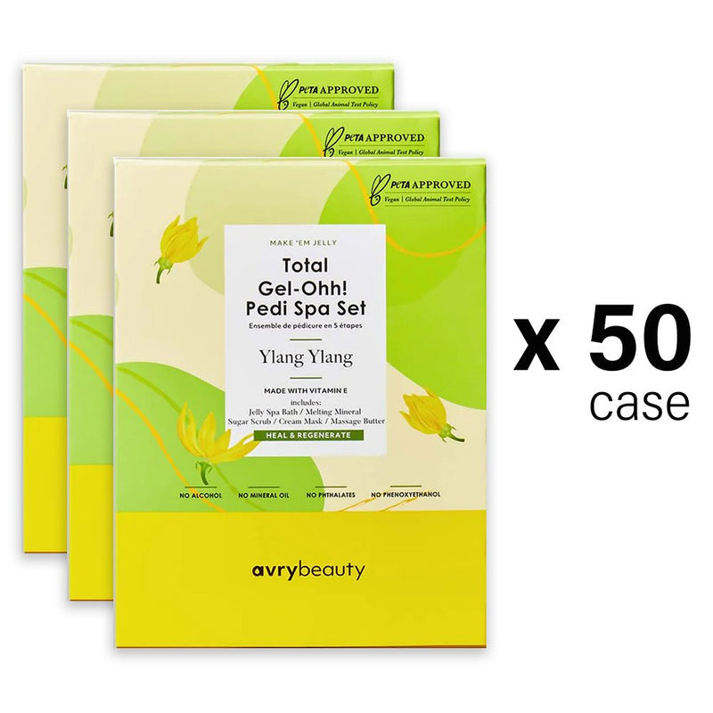 AVRY BEAUTY - 5 Steps Pedicure Kit Total Gel Ohh! Box of 50 - Ylang Ylang - DTK Nail Supply