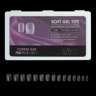 LAVIS Coffin XS - 12 Sizes Full Etched - Soft Gel Tips