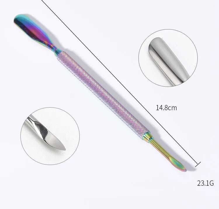 Colorful Stainless Double Head Dead Skin Push Nail Cuticle Pusher Set with High Quality - DTK Nail Supply