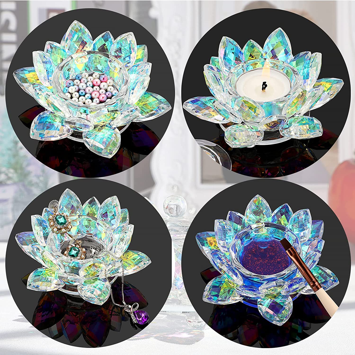 Crystal Lotus Flower Dappen Dish - Ab Color 2 - DTK Nail Supply
