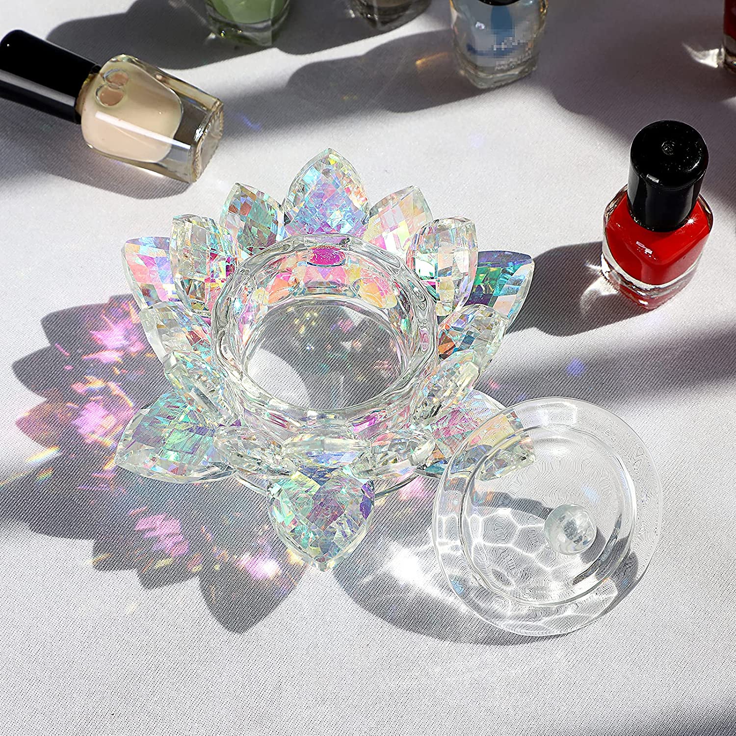 Crystal Lotus Flower Dappen Dish - Ab Color 2 - DTK Nail Supply