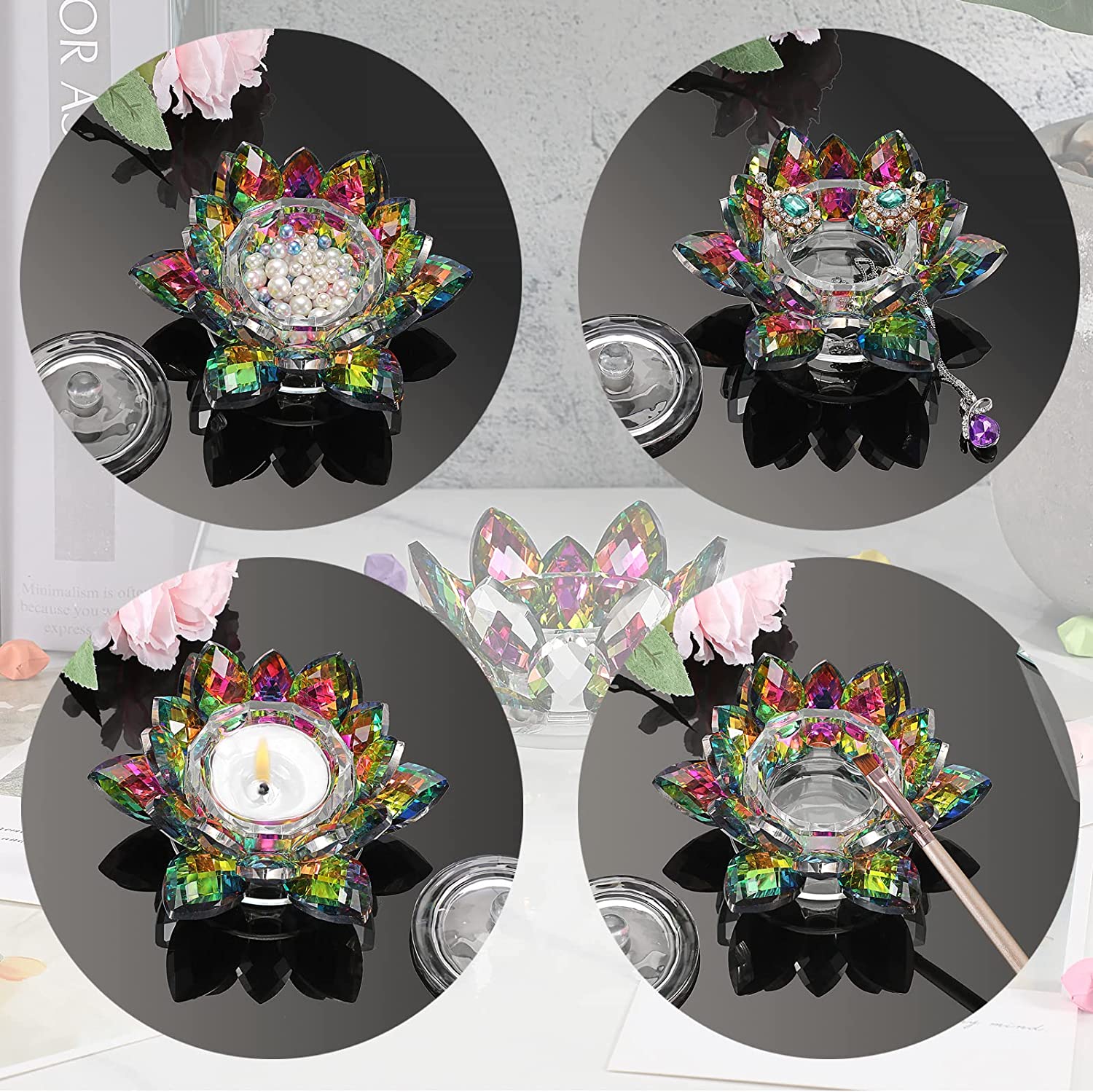 Crystal Lotus Flower Dappen Dish - Multicolor 3 - DTK Nail Supply