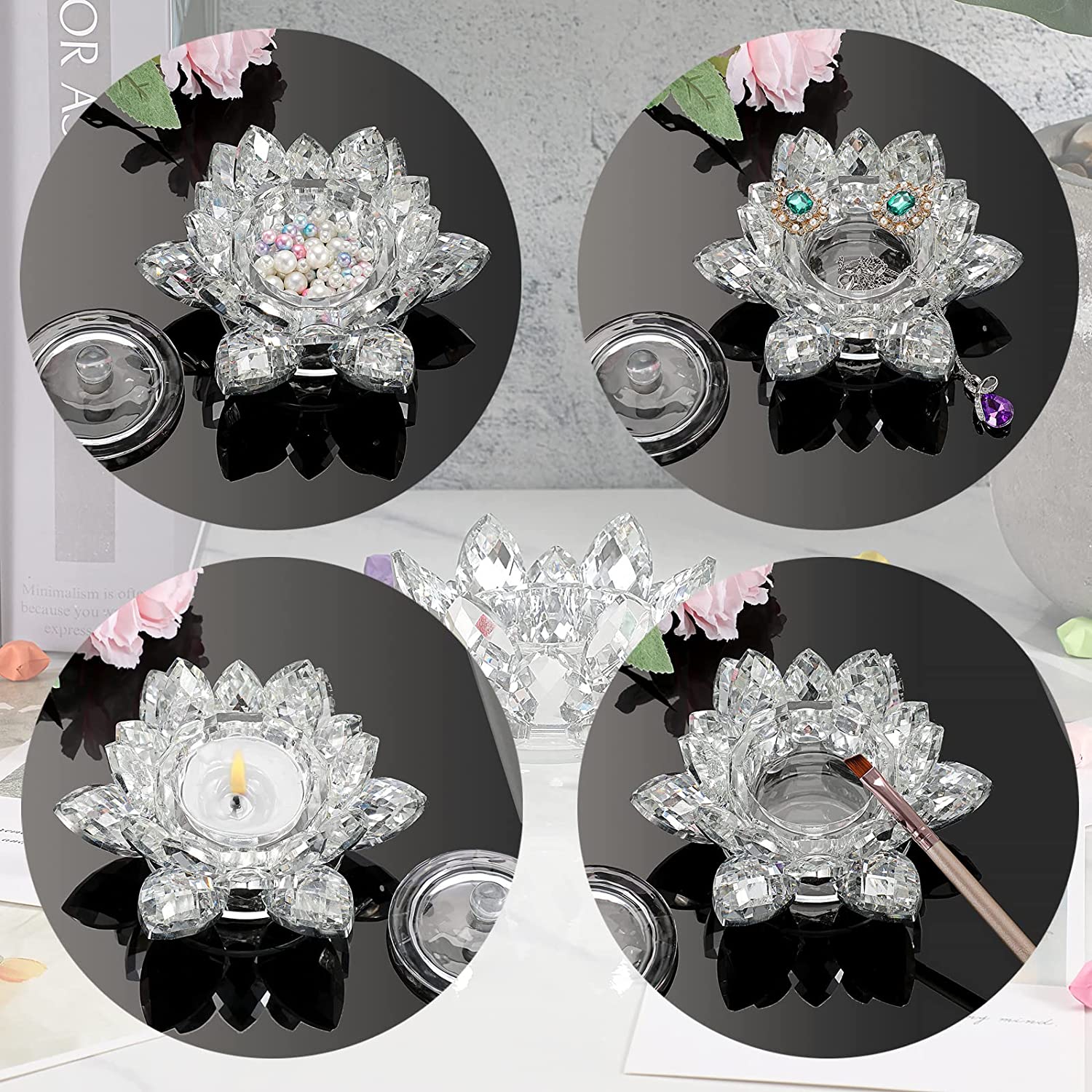 Crystal Lotus Flower Dappen Dish - Silver 1 - DTK Nail Supply