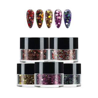  LDS Holographic Chunky Glitter Nail Art DCG Kit 1 - 0.5oz: DCG02, 03, 04, 05, 06 by LDS sold by DTK Nail Supply