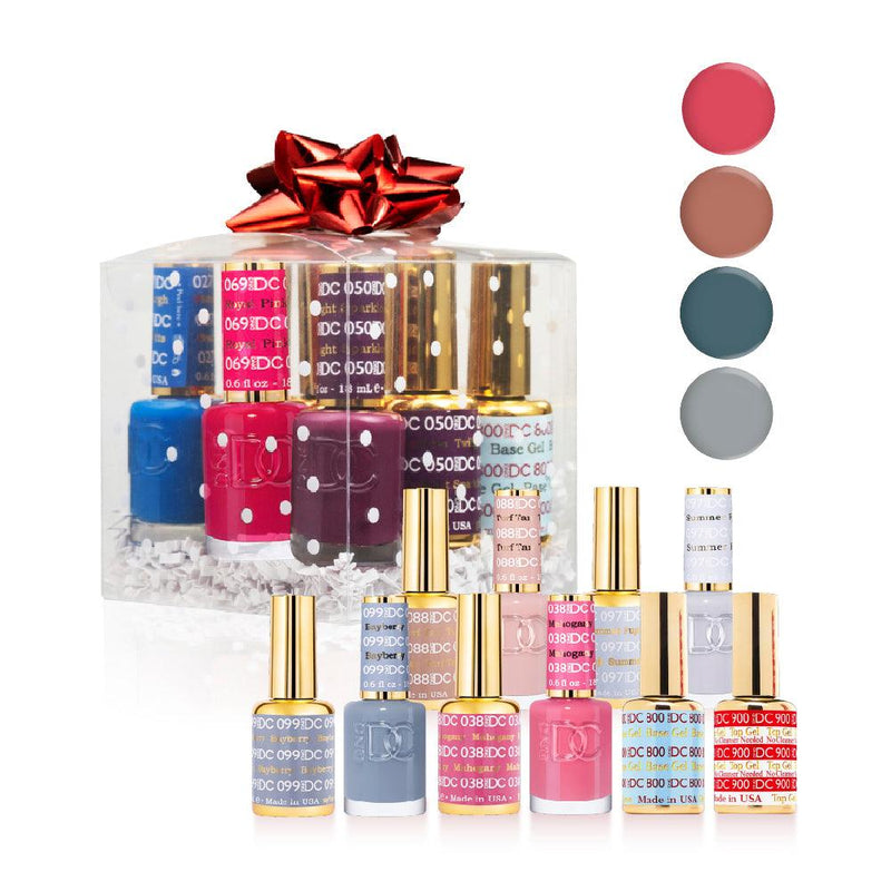 DND DC Holiday Gift Bundle: 4 Gel & Lacquer, 1 Base Top 800 - 900 - 038, 088, 097, 099 - DTK Nail Supply
